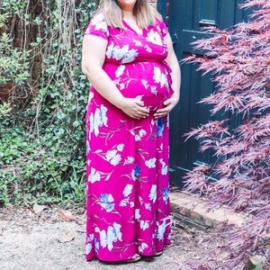 Pink Floral Maxi Maternity Dress - image 1